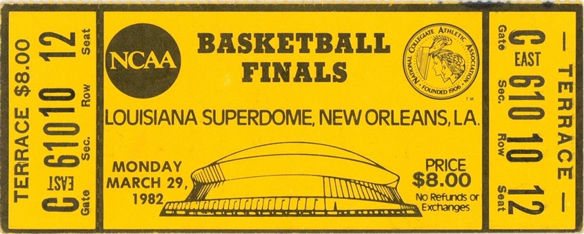 1982 NCAA Basketball Finals Championship Game Full Ticket From 3/29/82 - Michael Jordans Game Winning Shot
